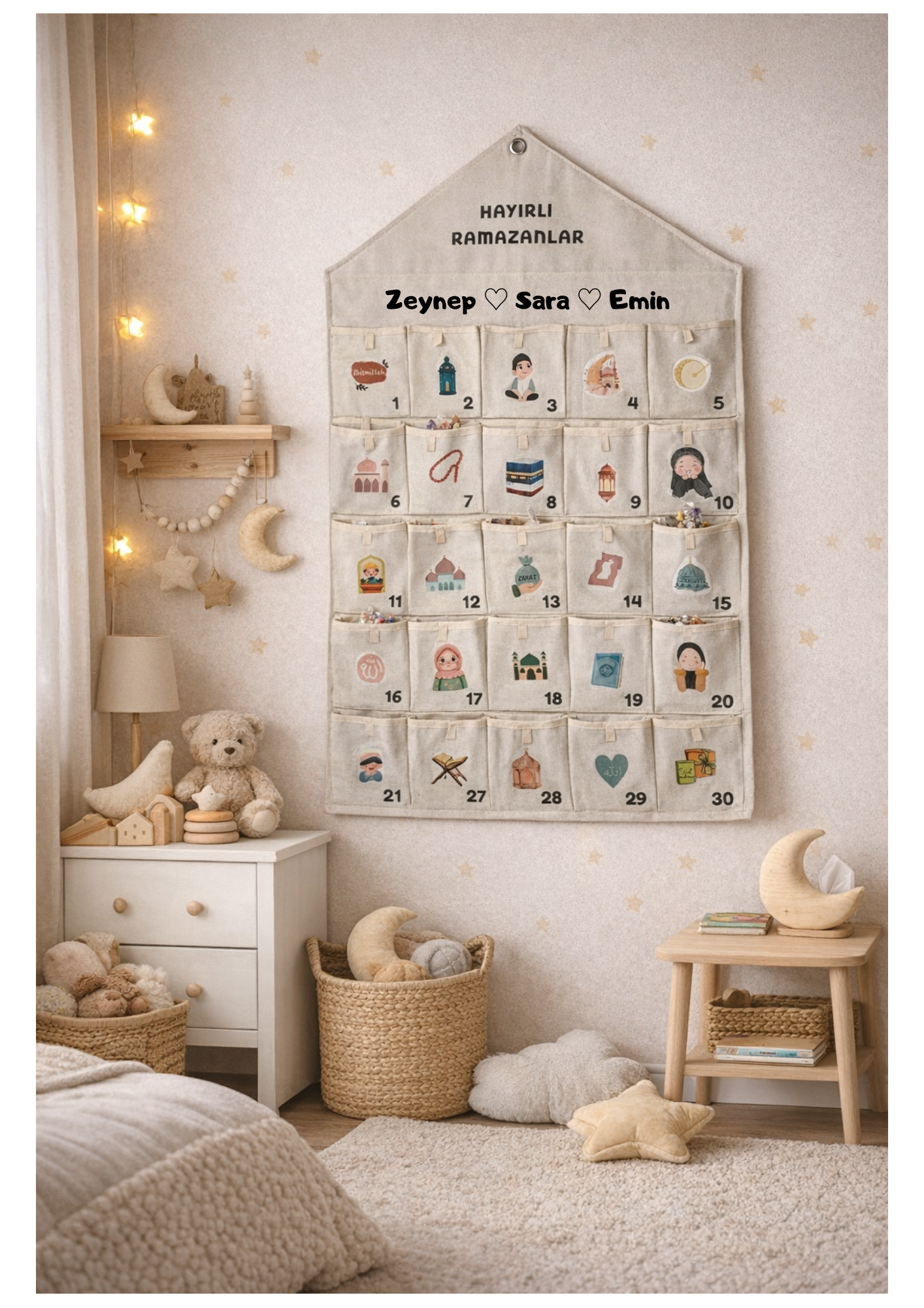 Ramadan Stoffkalender mit mehreren Namen